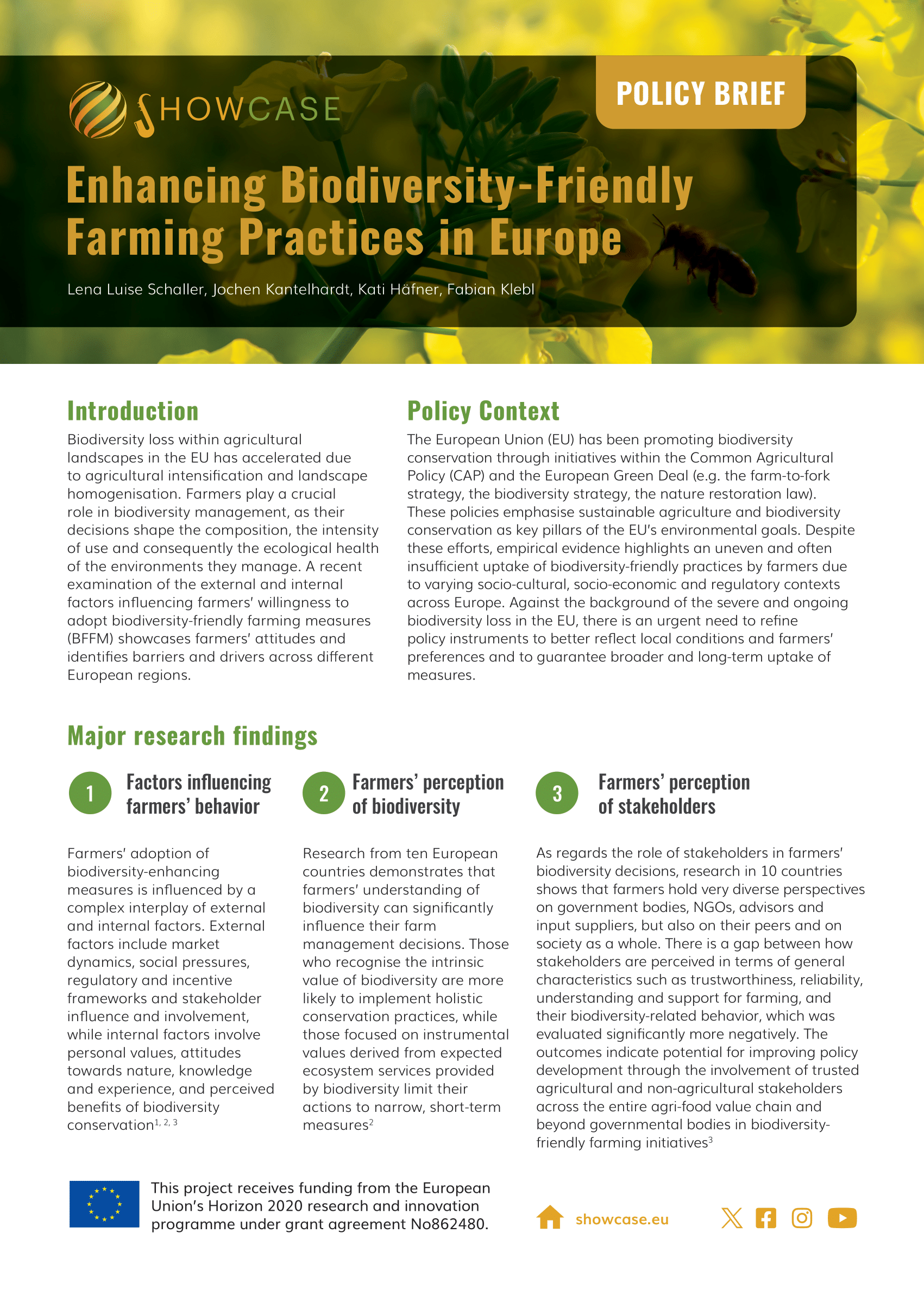 SHOWCASE releases its third policy brief on biodiversity-friendly farming practices